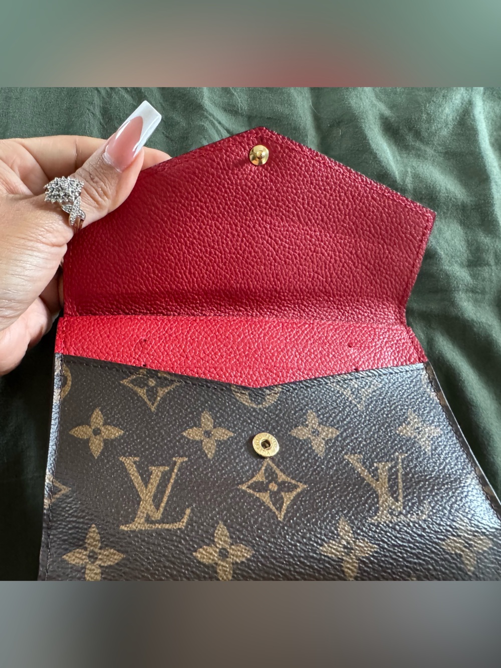 Louis Vuitton Monogram Canvas Wallet with Red Leather Flap - Picture 5 of 14